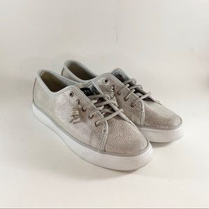 SPERRY Top Sider Size 8 Sparkle Grained Leather
